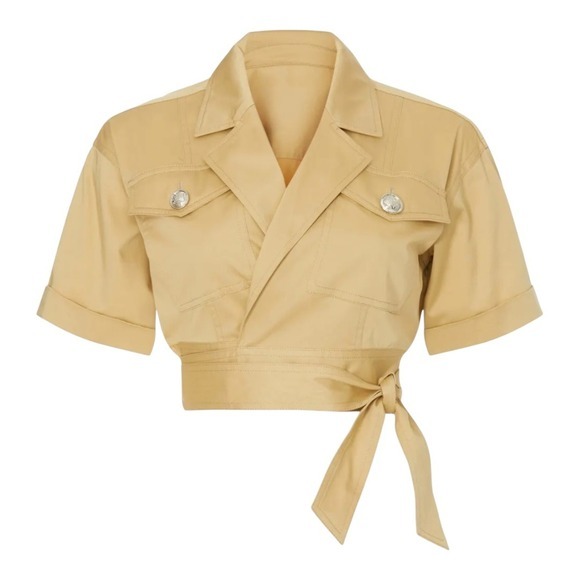 Derek Lam Collective Crosby Reagan Utility Crop Top‎ Wrap Shirt Size 6 - Picture 1 of 14